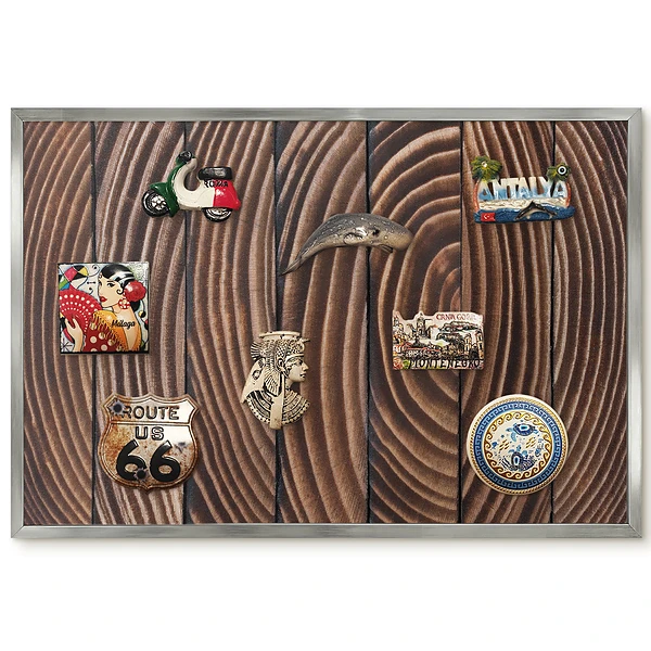 Panneau pour aimants souvenirs motif grain de bois vertical tons bruns