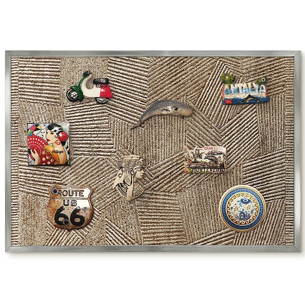 Panneau pour aimants souvenirs avec motifs géométriques aux couleurs douces