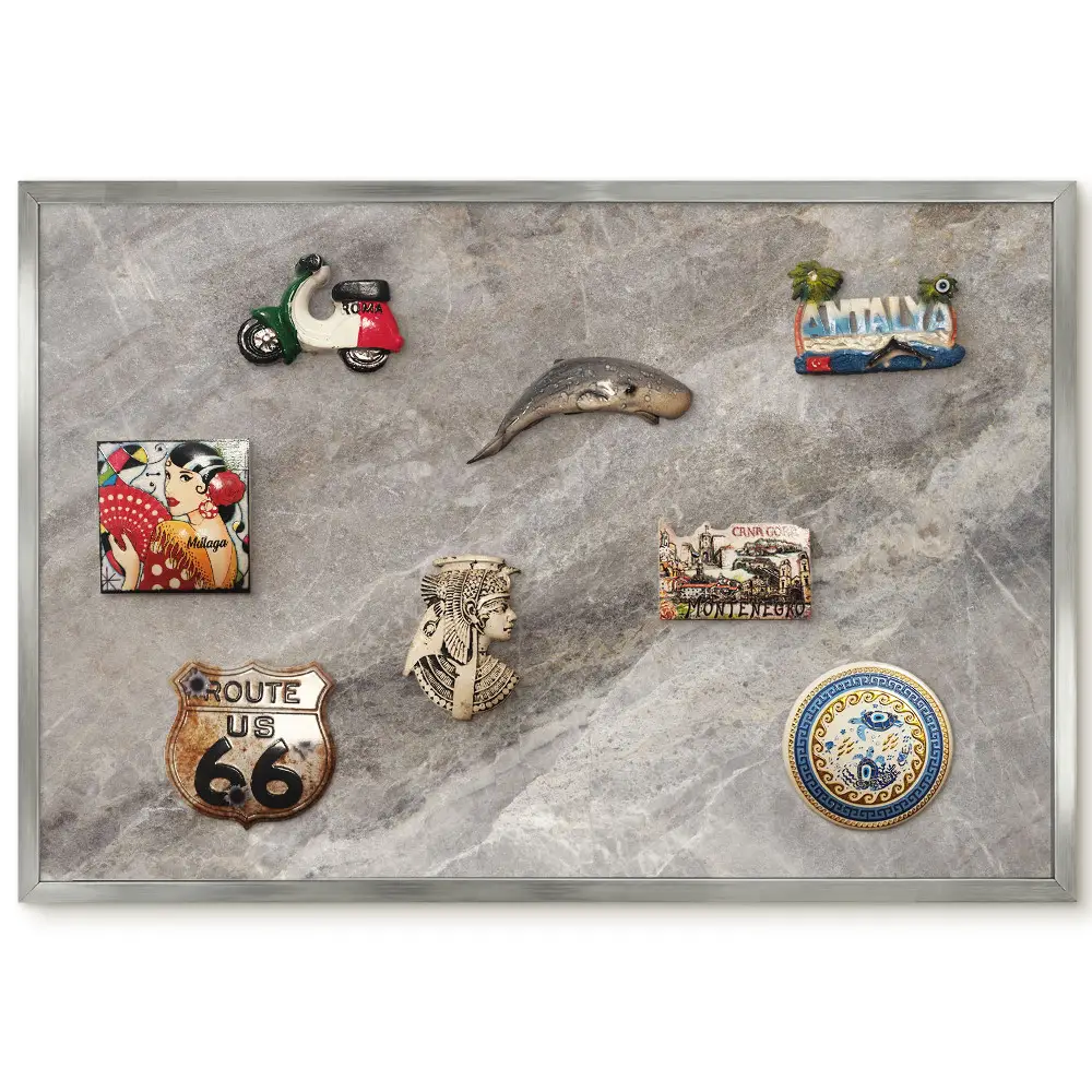 Tableau magnétique encadré aux nuances de gris et de beige
