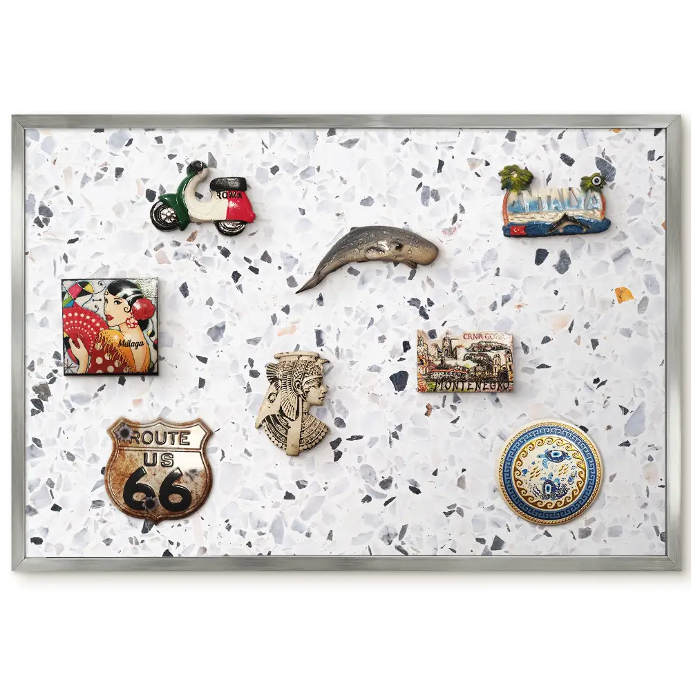 Panneau pour aimants souvenirs motif pierre noir et blanc