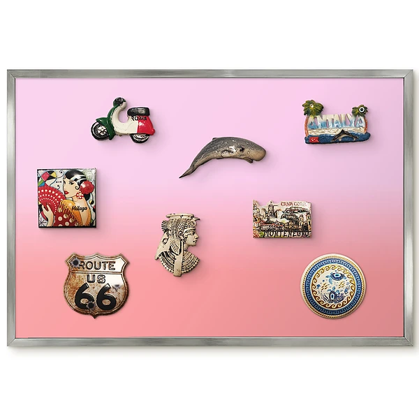 Tableau magnétique encadré motif dégradé rose et saumon