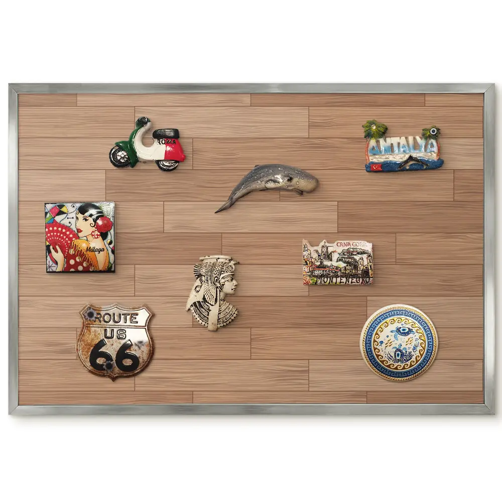 Tableau magnétique encadré motif bois élégant