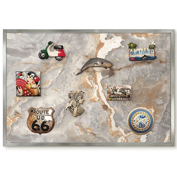 Panneau pour aimants souvenirs motif marbre beige et gris
