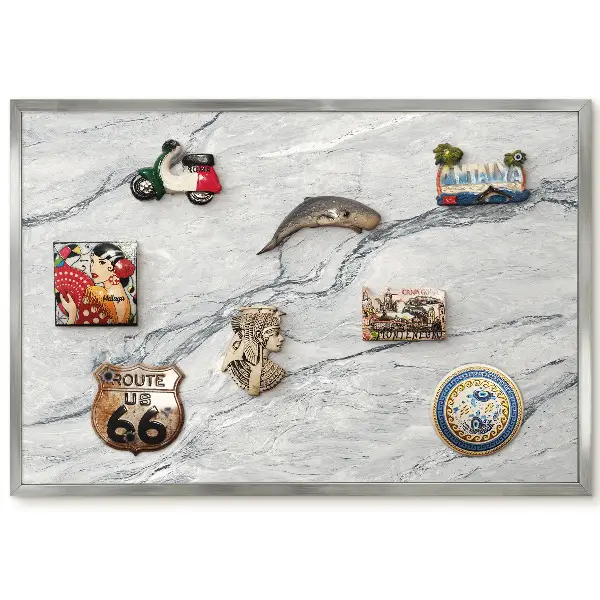 Panneau pour aimants souvenirs motif texture de marbre gris empreintes de paix