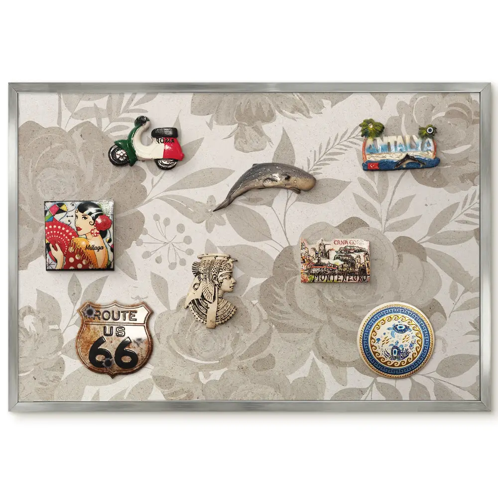 Tableau magnétique encadré motif élégant de fleurs et de feuilles