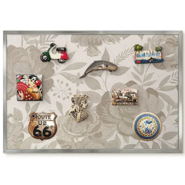 Tableau magnétique encadré motif élégant de fleurs et de feuilles