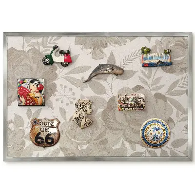 Tableau magnétique encadré motif élégant de fleurs et de feuilles