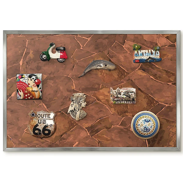 Tableau magnétique encadré motif dalles de pierre dans des nuances de brun
