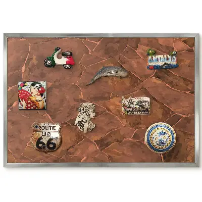Tableau magnétique encadré motif dalles de pierre dans des nuances de brun