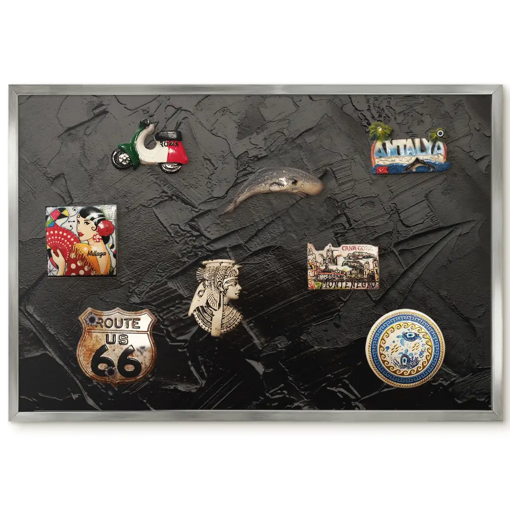 Panneau pour aimants souvenirs à motif de coups de pinceau noirs avec effet texturé