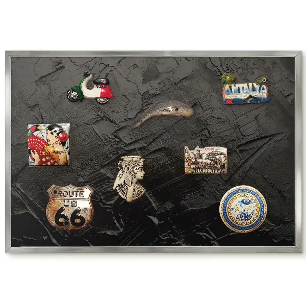 Panneau pour aimants souvenirs à motif de coups de pinceau noirs avec effet texturé
