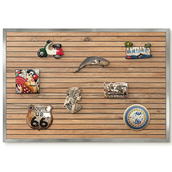 Panneau décoratif pour aimants souvenirs avec motif de planches de bois horizontales