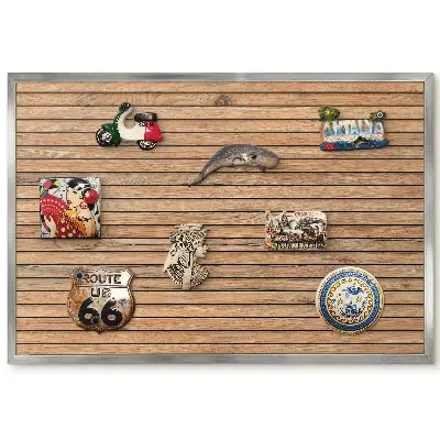 Panneau décoratif pour aimants souvenirs avec motif de planches de bois horizontales