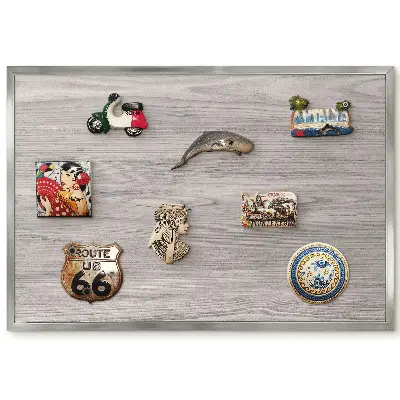 Panneau pour aimants souvenirs imitation bois gris élégant