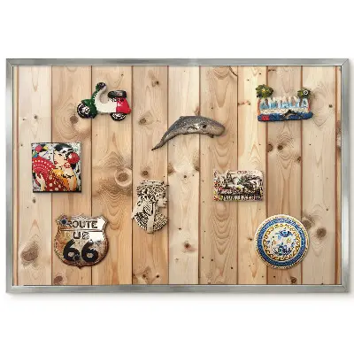 Panneau décoratif pour aimants souvenirs en bois au grain apparent