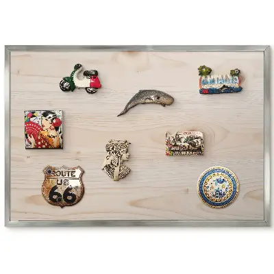 Tableau magnétique avec cadre effet bois clair