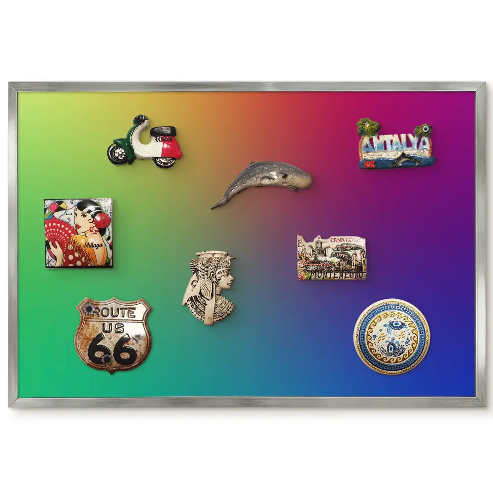 Panneau pour aimants souvenirs avec dégradé arc-en-ciel aux couleurs intenses