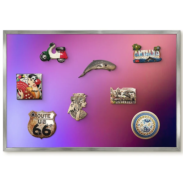 Tableau magnétique encadré aux dégradés de violet et de rose