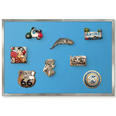 Panneau pour aimants souvenirs bleu uni élégant et épuré