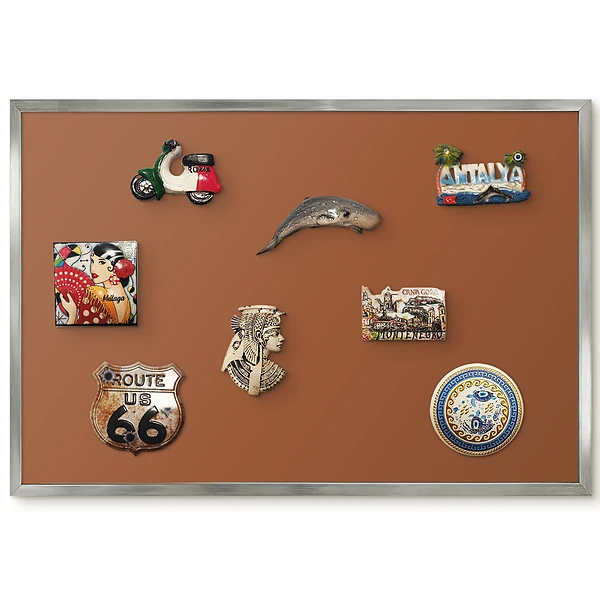 Tableau magnétique encadré motif brun uni chaud