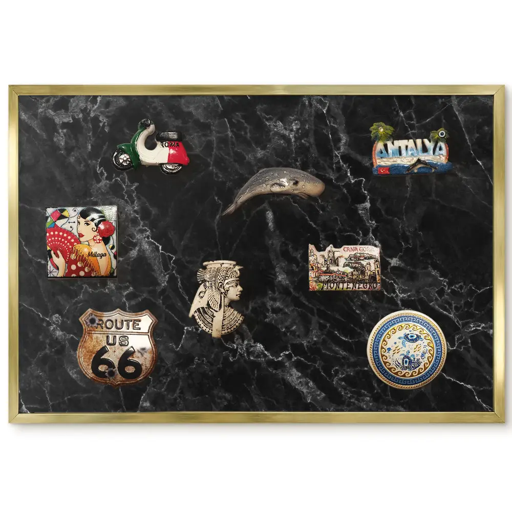 Tableau magnétique avec cadre motif marbre foncé veiné clair