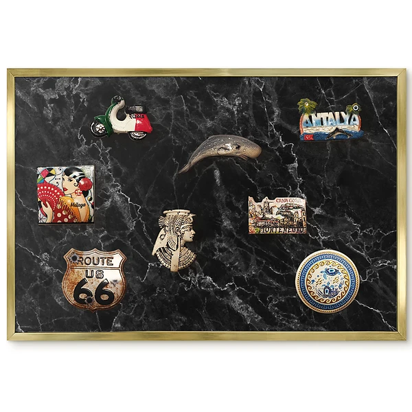 Tableau magnétique avec cadre motif marbre foncé veiné clair