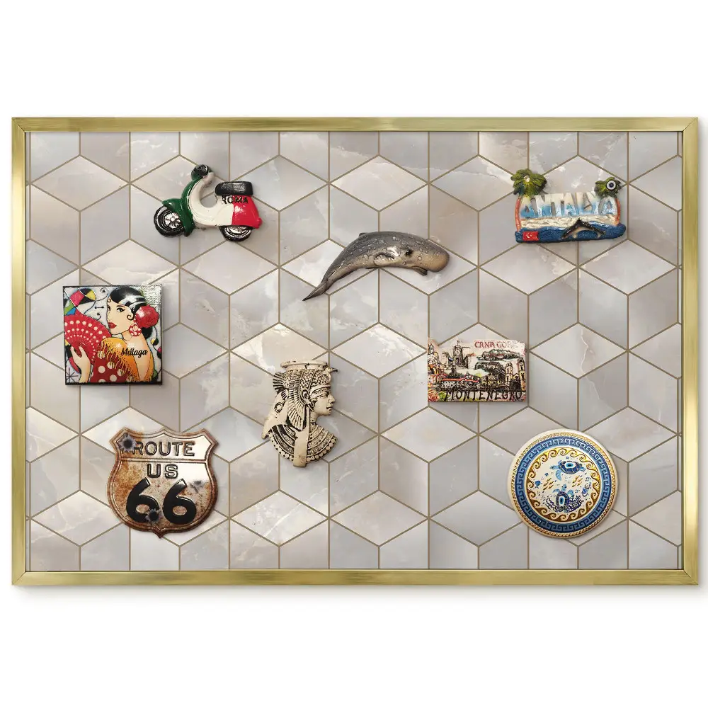 Panneau pour aimants souvenirs avec motif de cubes en mosaïque