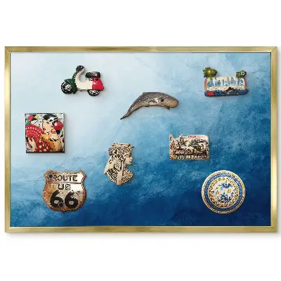Panneau décoratif pour aimants souvenirs motif vagues abstraites bleu