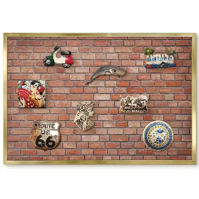 Panneau pour aimants souvenirs motif mur de briques brutes aux teintes chaudes