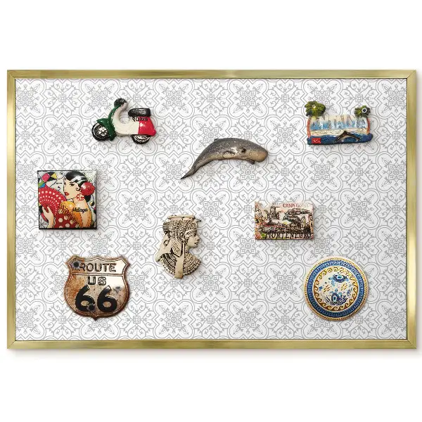 Panneau pour aimants souvenirs avec motif symétrique gris et blanc