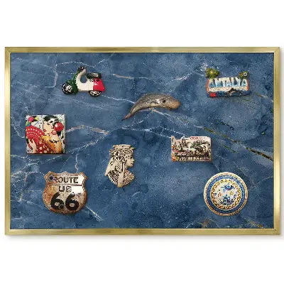 Panneau pour aimants souvenirs avec motif marbré et veines de grenat