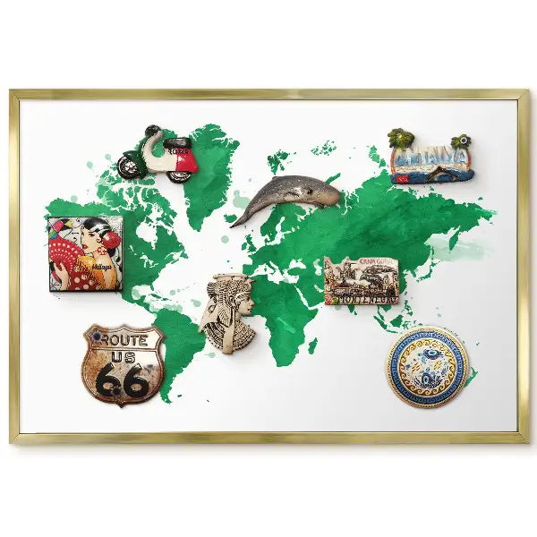 Panneau pour aimants souvenirs motif carte aquarelle tons vert