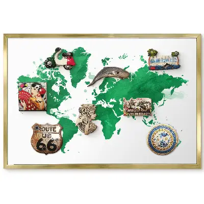 Panneau pour aimants souvenirs motif carte aquarelle tons vert