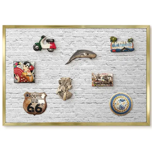 Tableau magnétique encadré motif briques blanches