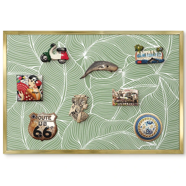 Panneau pour aimants souvenirs motif feuilles dans des tons de vert
