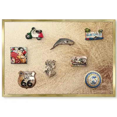 Panneau pour aimants souvenirs avec motif de feuilles de palmier dans le sable