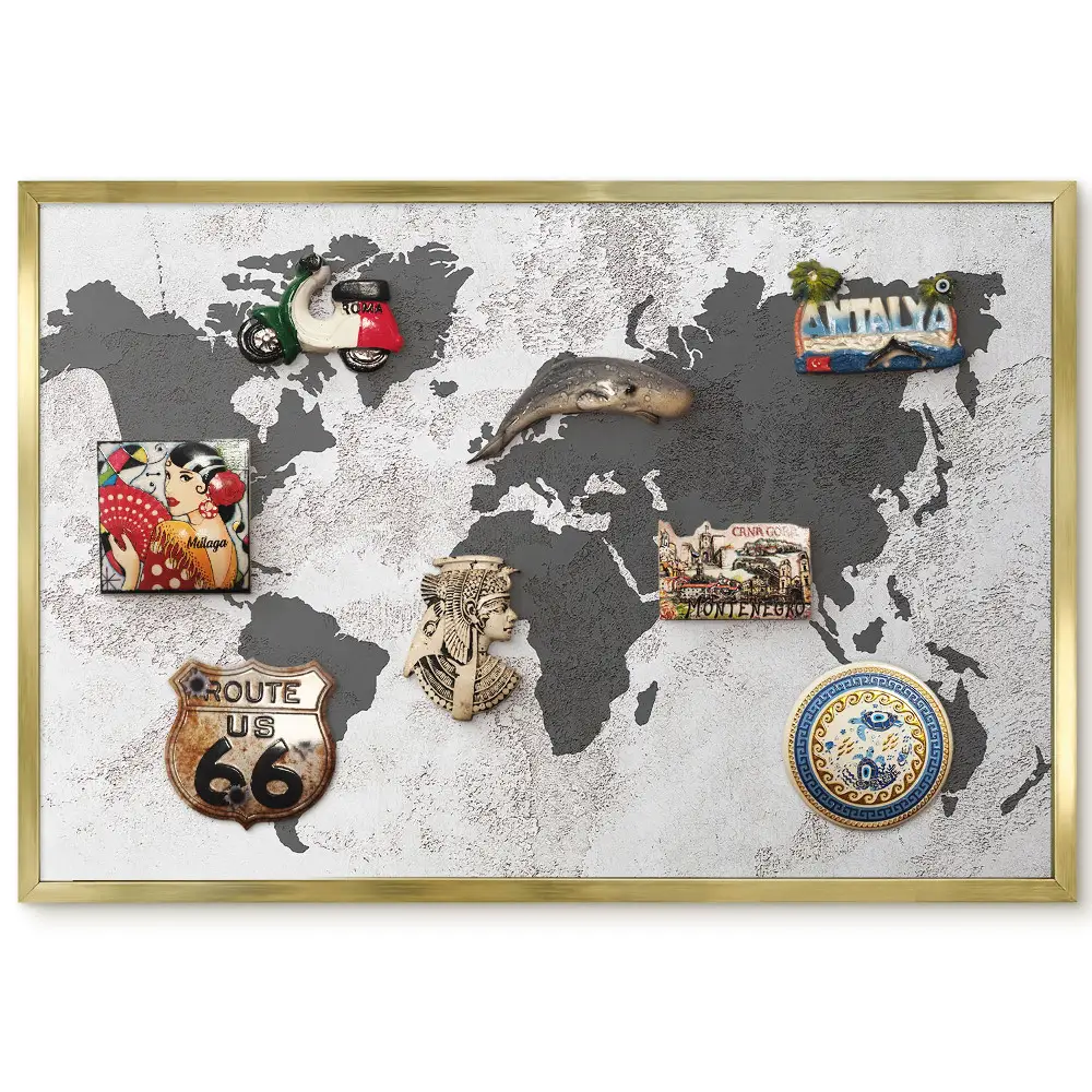 Panneau magnétique décoratif Carte du monde avec textures subtiles