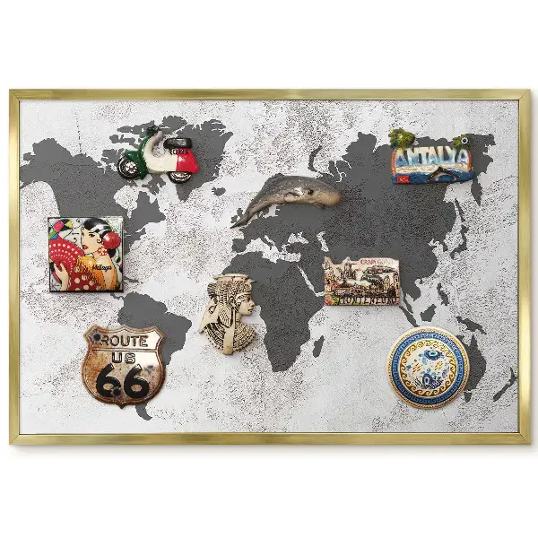 Panneau magnétique décoratif Carte du monde avec textures subtiles