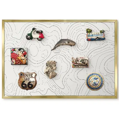 Panneau pour aimants souvenirs avec motif de carte abstraite aux lignes délicates