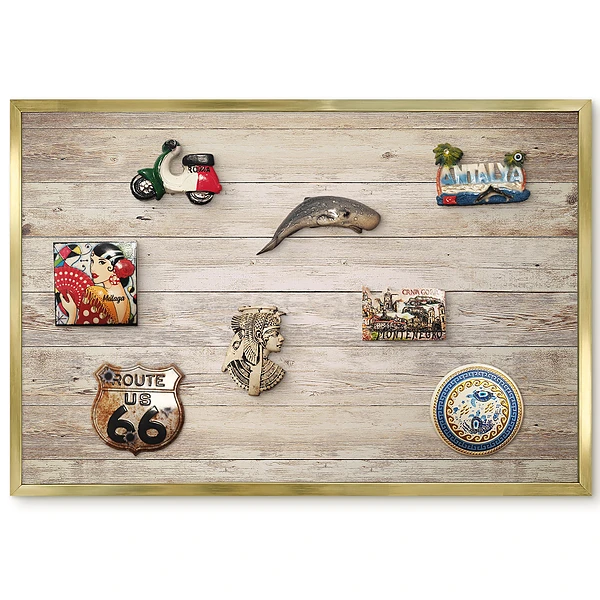 Panneau pour aimants souvenirs avec texture rustique en bois de vieilles planches