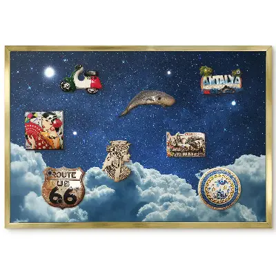 Panneau métallique pour aimants souvenirs motif ciel nocturne étoilé au-dessus des nuages