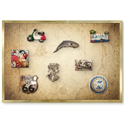 Panneau pour aimants souvenirs avec motif de carte ancienne aux tons chauds