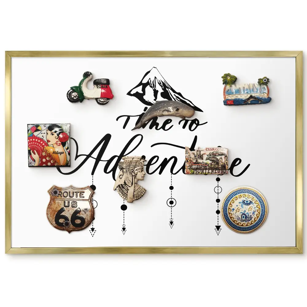 Panneau pour aimants souvenirs avec inscription élégante et motif de montagne