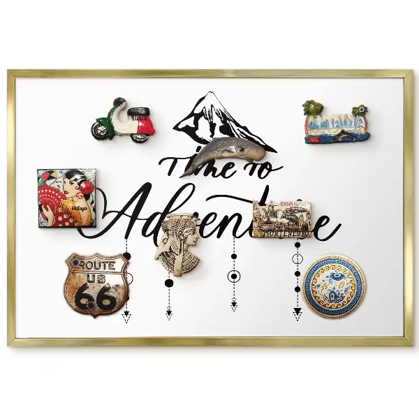 Panneau pour aimants souvenirs avec inscription élégante et motif de montagne