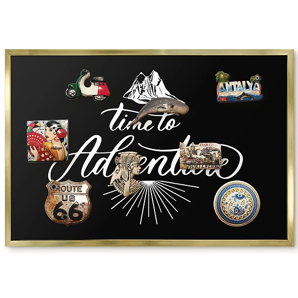 Tableau magnétique encadré avec motif de montagne et typographie élégante
