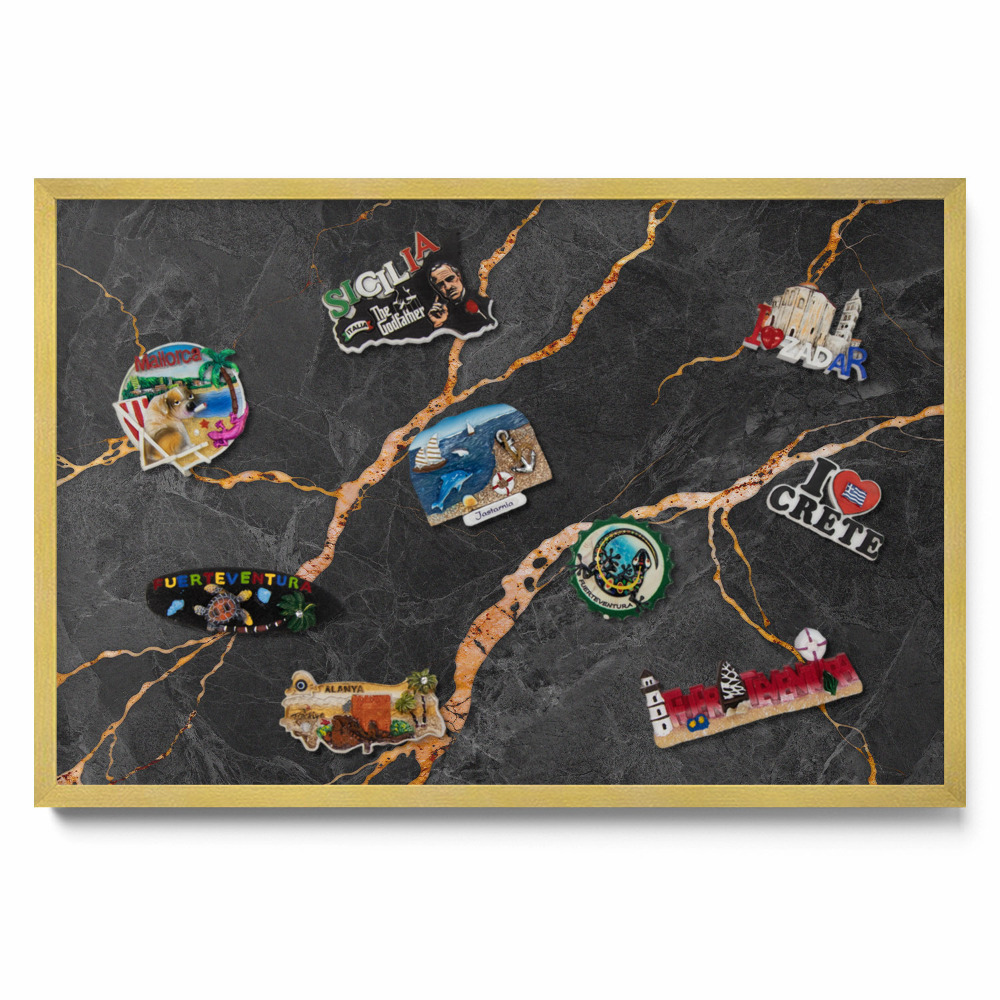Tableau aimanté pour magnets Marbre foncé décoré