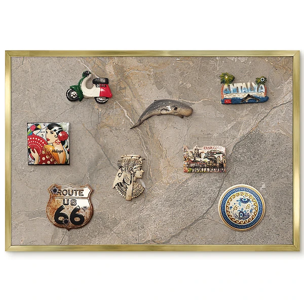 Panneau décoratif pour aimants souvenirs en pierre beige à motifs délicats