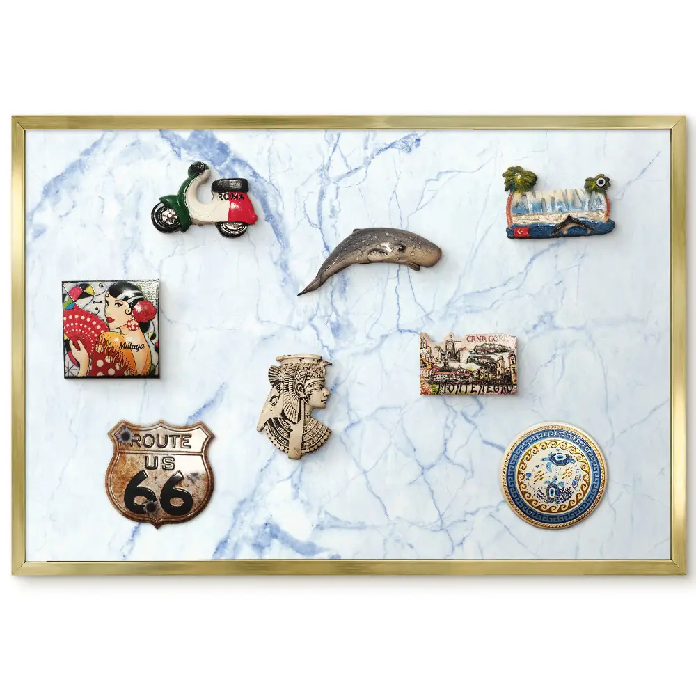 Panneau pour aimants souvenirs motif marbré élégant avec une touche de bleu
