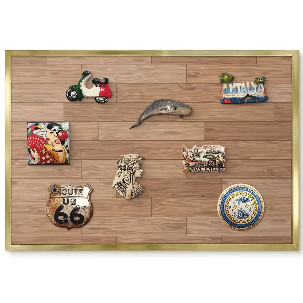 Panneau décoratif en bois pour aimants souvenirs au design élégant