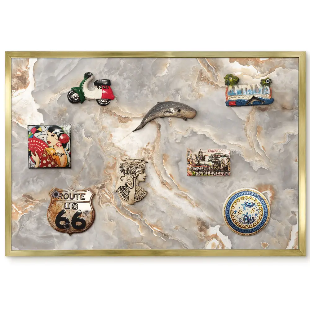 Panneau pour aimants souvenirs à motifs abstraits beiges et gris